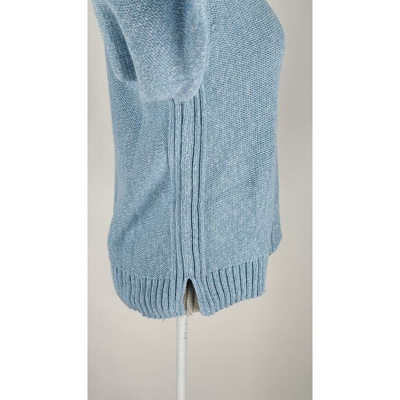 J Jill Crew Neck Knit Sweater Pullover Womens Size Small Mineral Blue White New - Picture 8 of 16